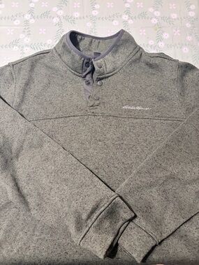 Eddie Bauer Dark Green and Charcoal Fleece Jacket